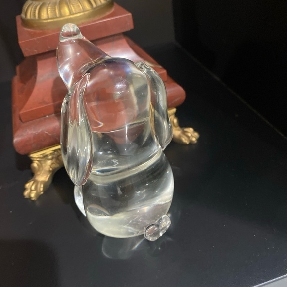 Clear Glass Basset Hound Dog Paperweight Vintage - Picture 3 of 4